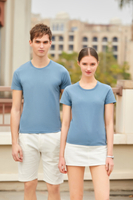 Camiseta premium de algodão sustentável com impressão de tela personalizada bordado em relevo camiseta masculina